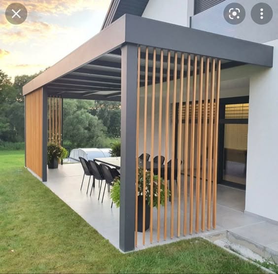 Pergola bois et gris anthracite 