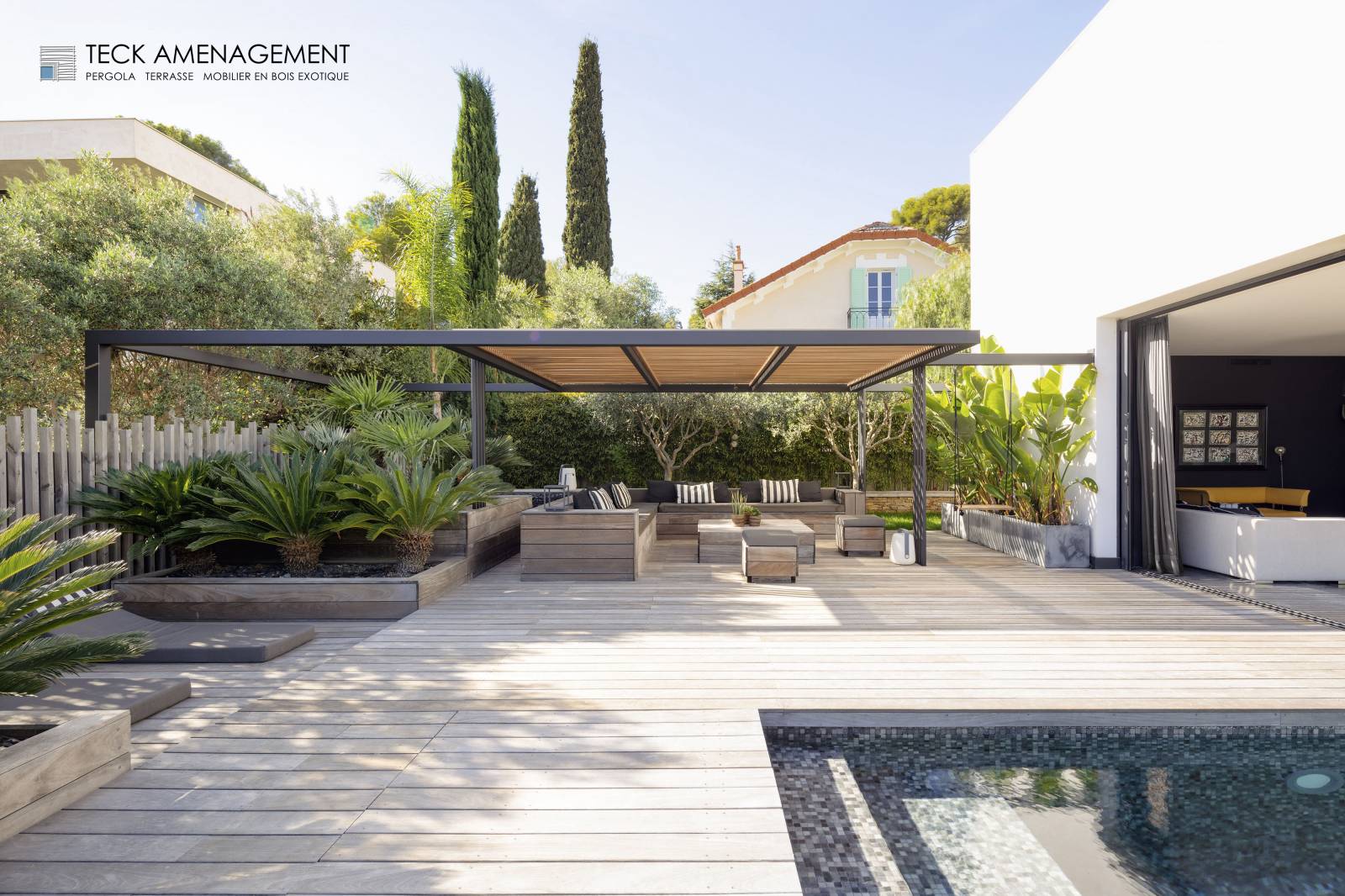 Pergola bois et fer design