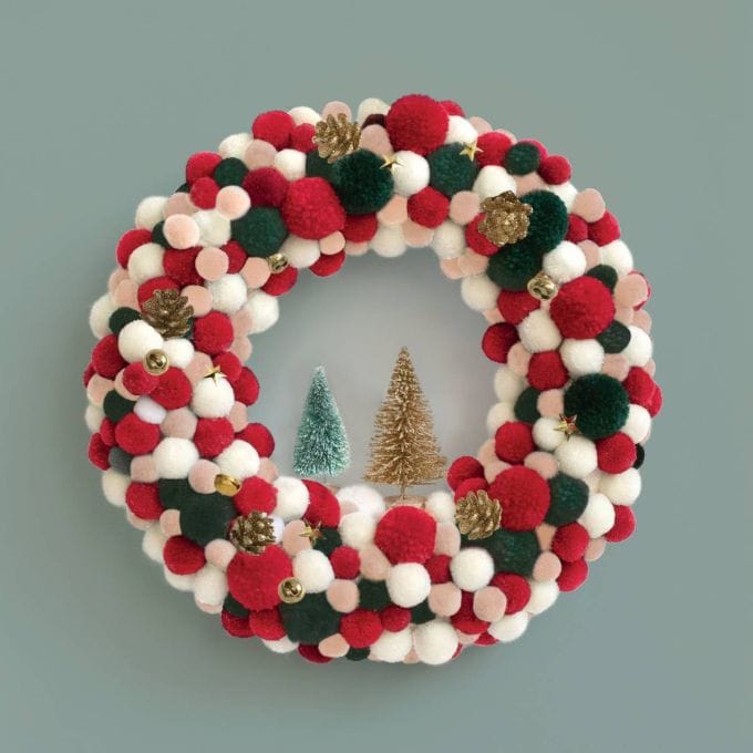 couronne de noel originale diy pompons 