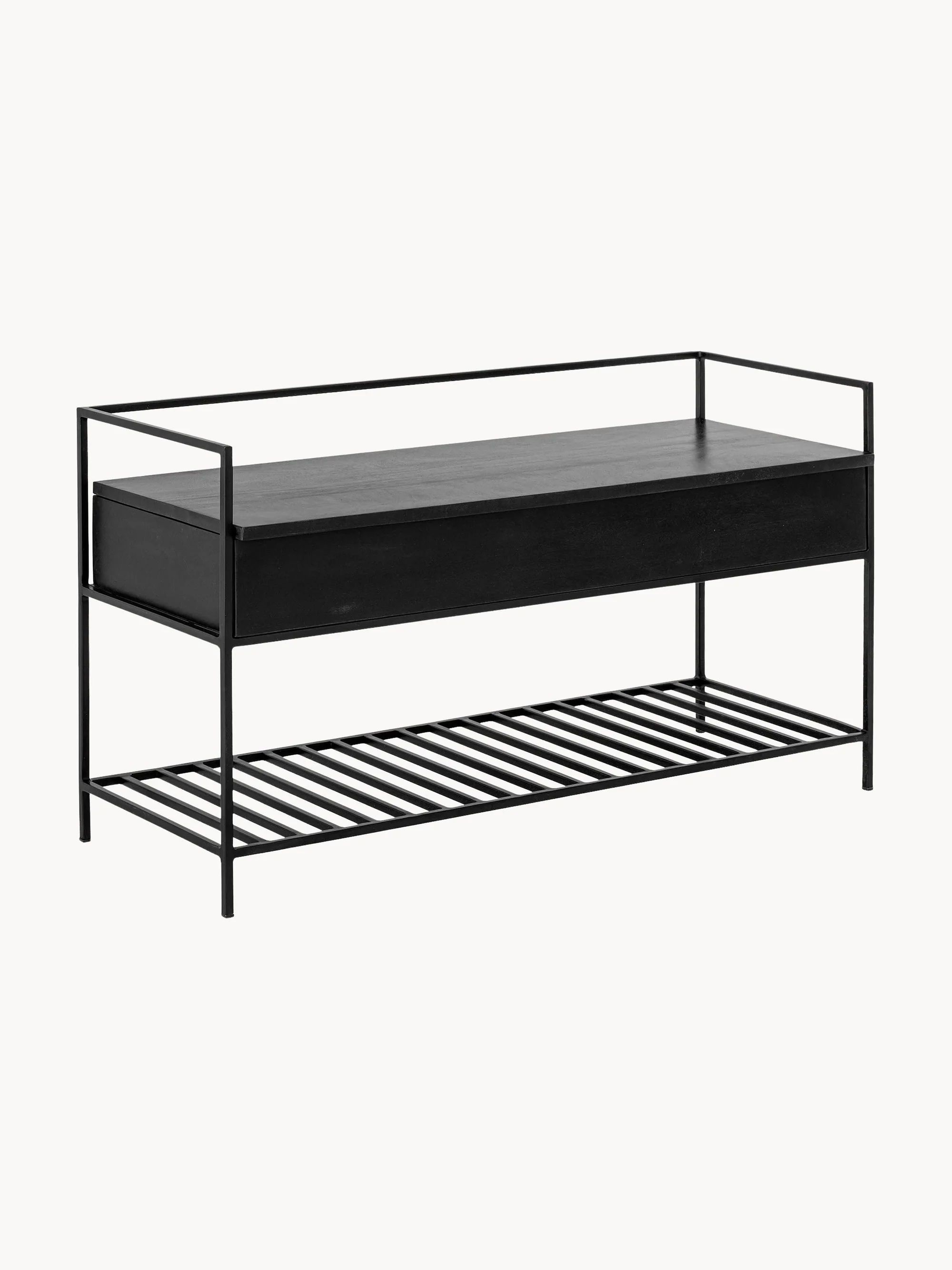 banc d'entrée noir avec rangement