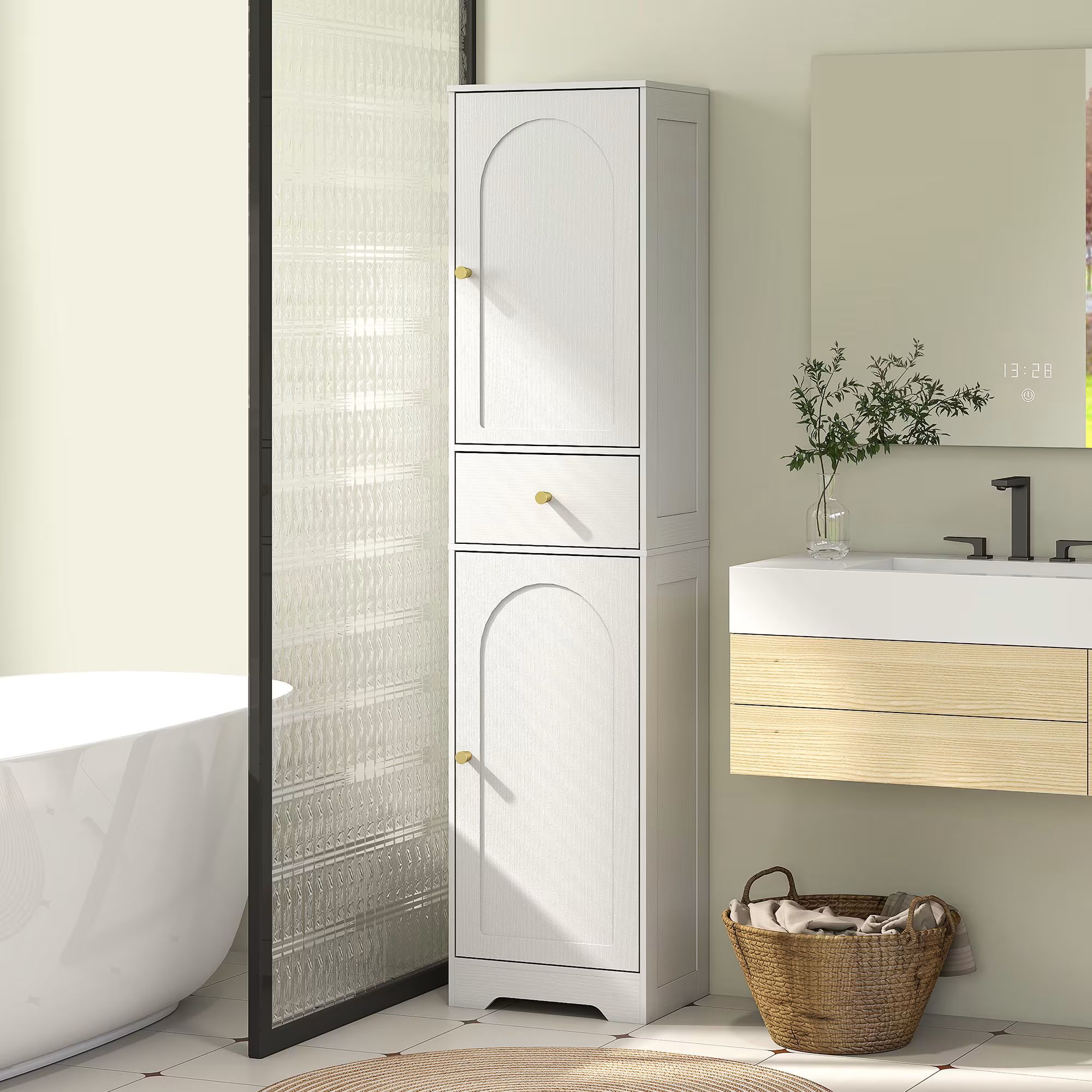 Armoire salle de bain colonne panneau de particules blanc