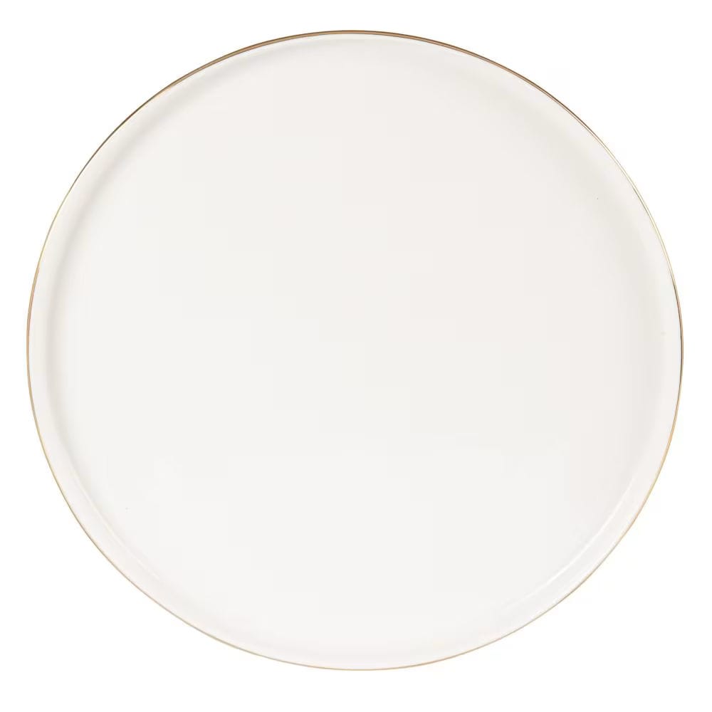 assiette plate en porcelaine blanche et dorée