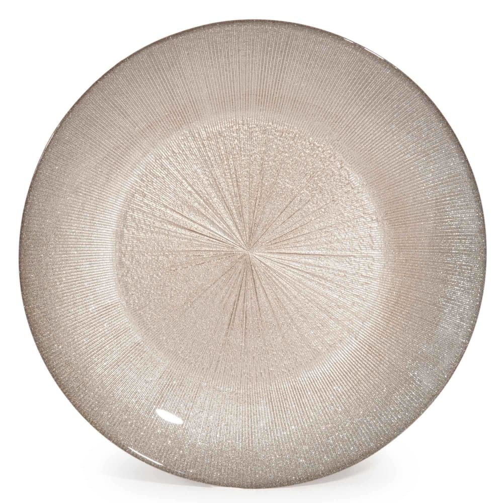 Assiette plate en verre beige doré