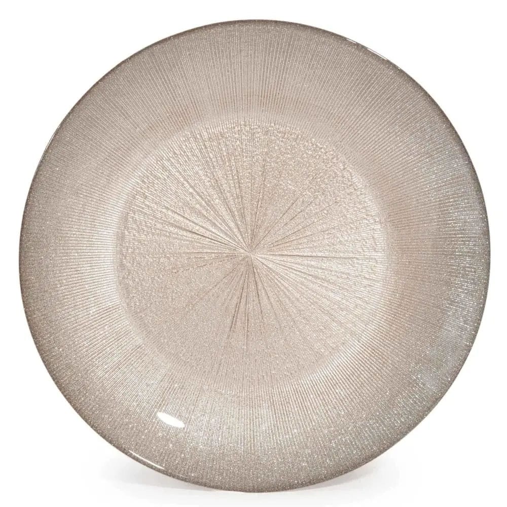 Assiette plate en verre beige doré