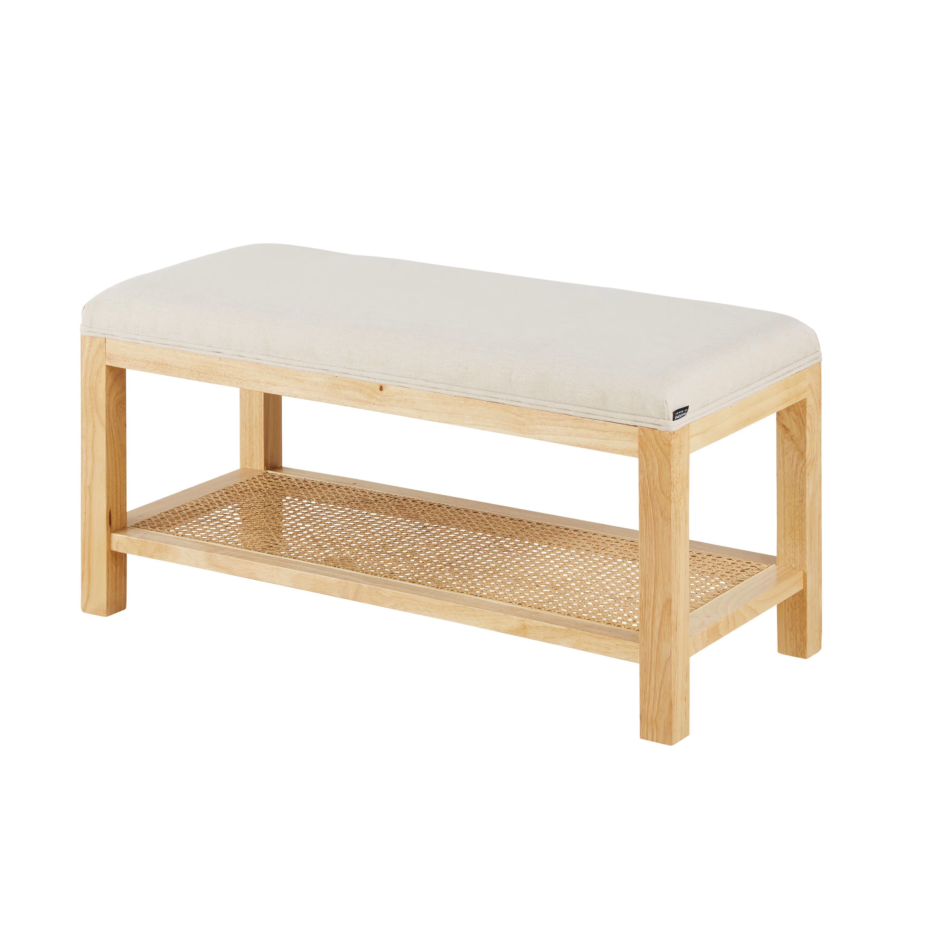 Banc en bois d'hévéa cannage en rotin