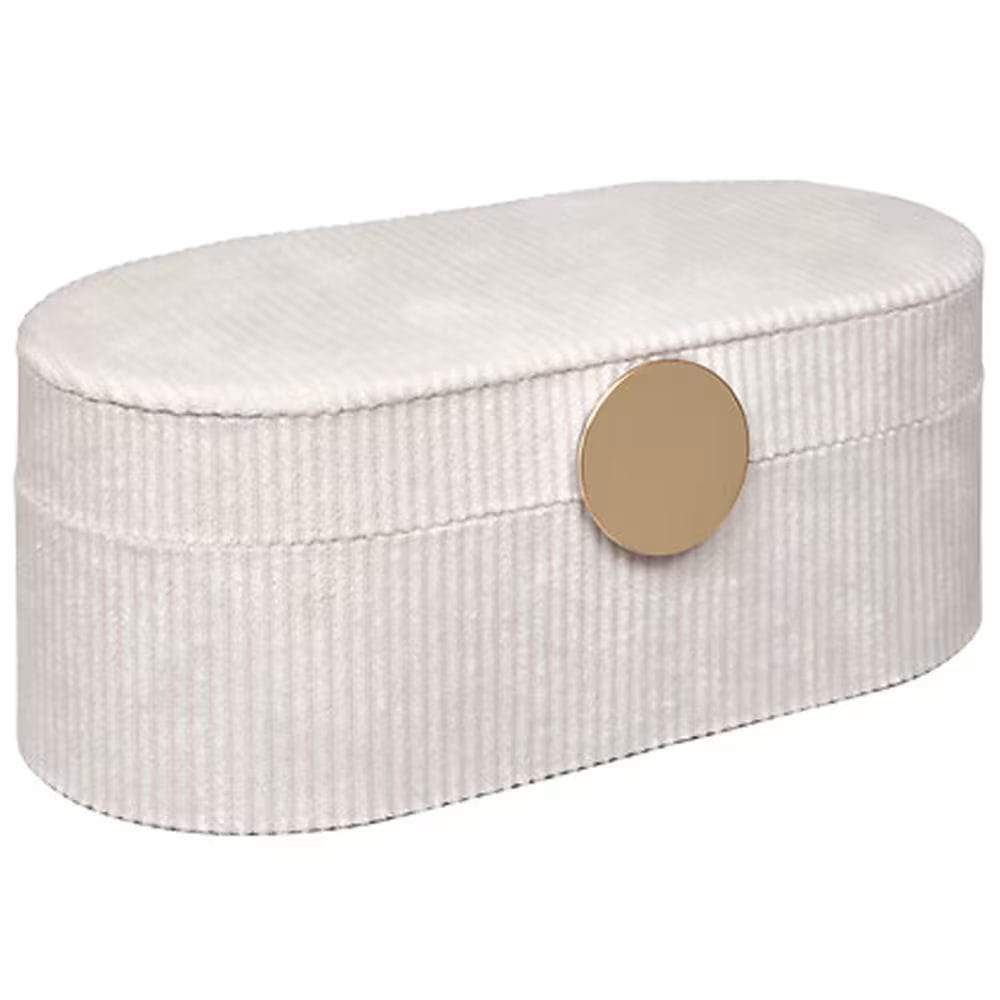 Boîte à bijoux de voyage velours côtelé blanc
