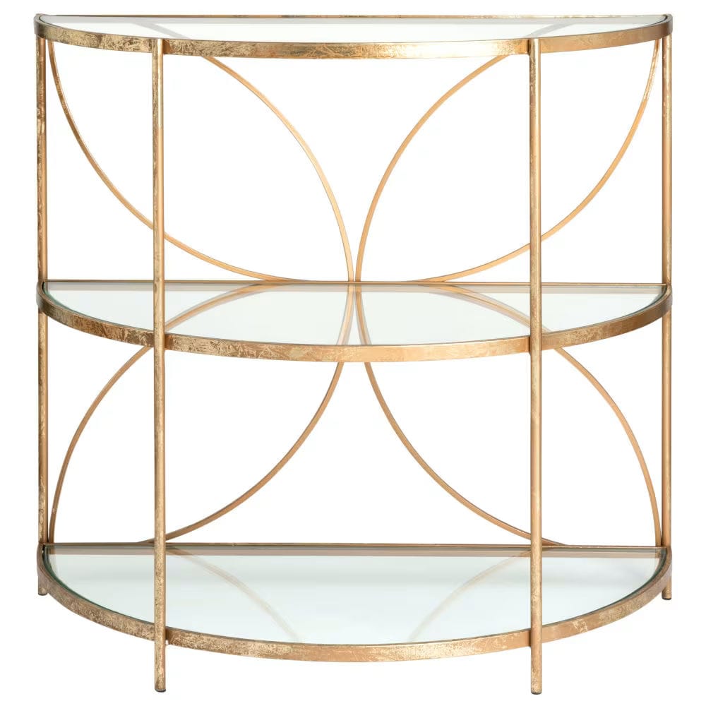 Table d’appoint en demi lune style scandinave Maisons du Monde, minimaliste et pratique dans un salon lumineux