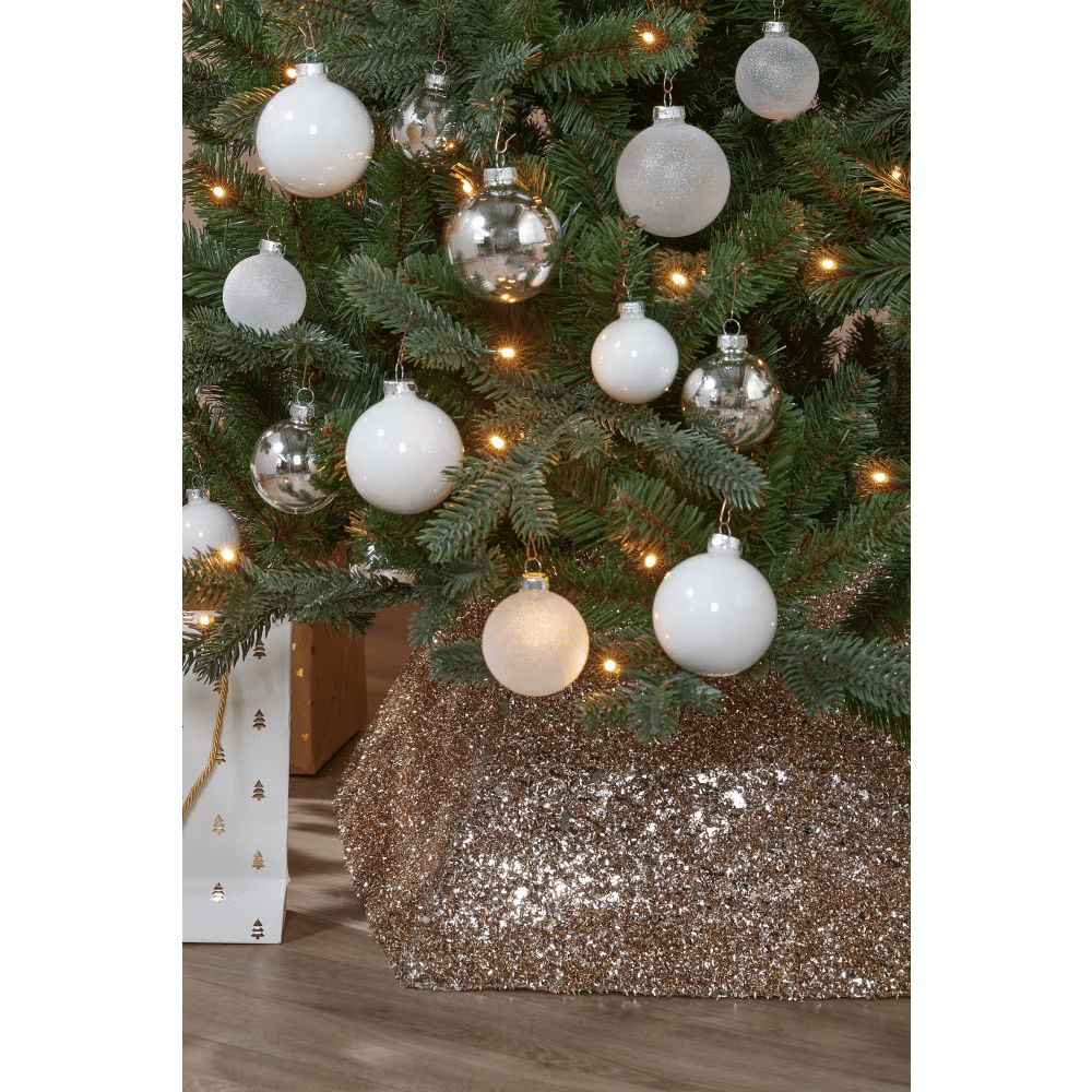 cache pied sapin doré à paillettes