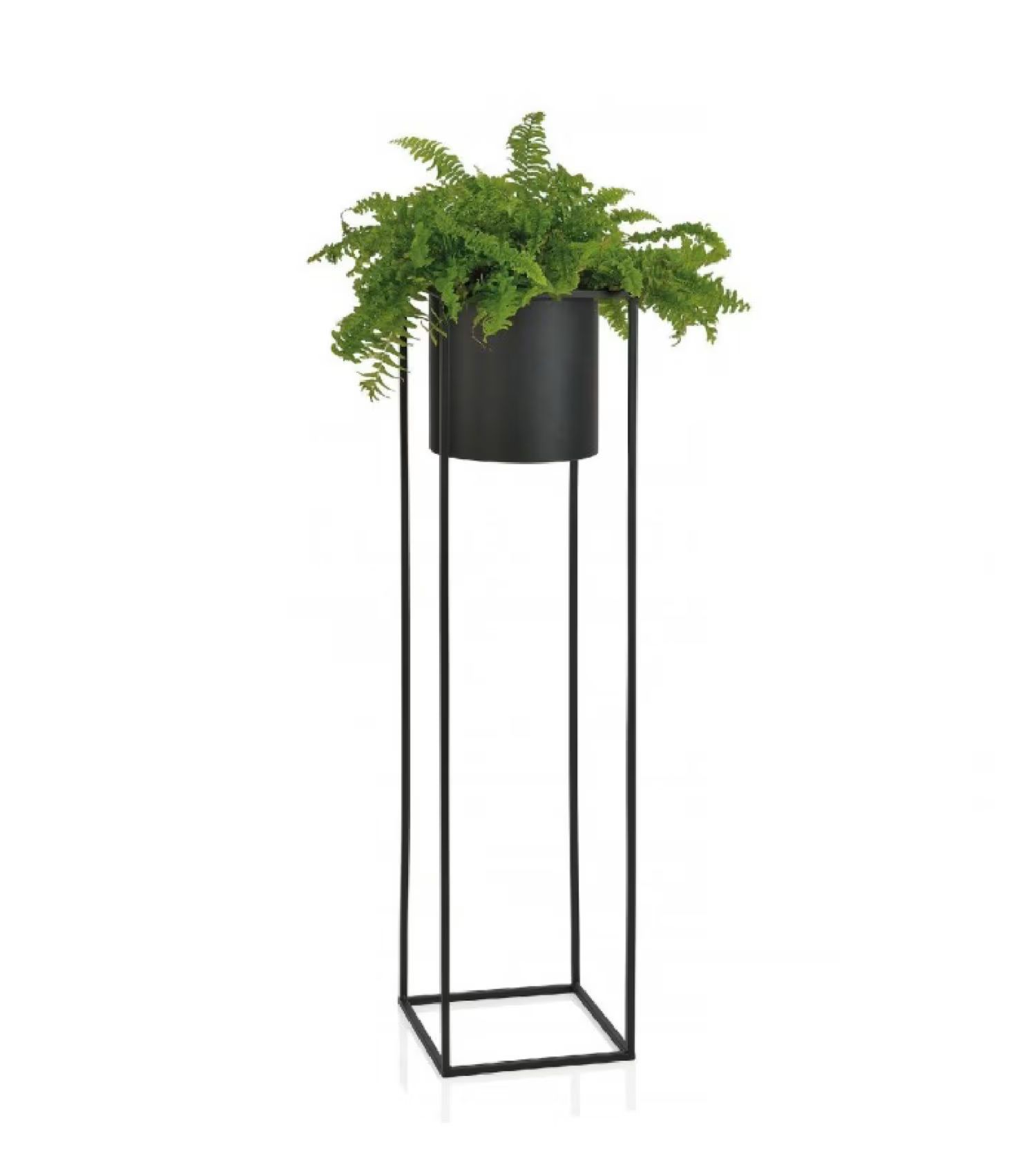 Cache-pot sur pied en métal noir H100cm