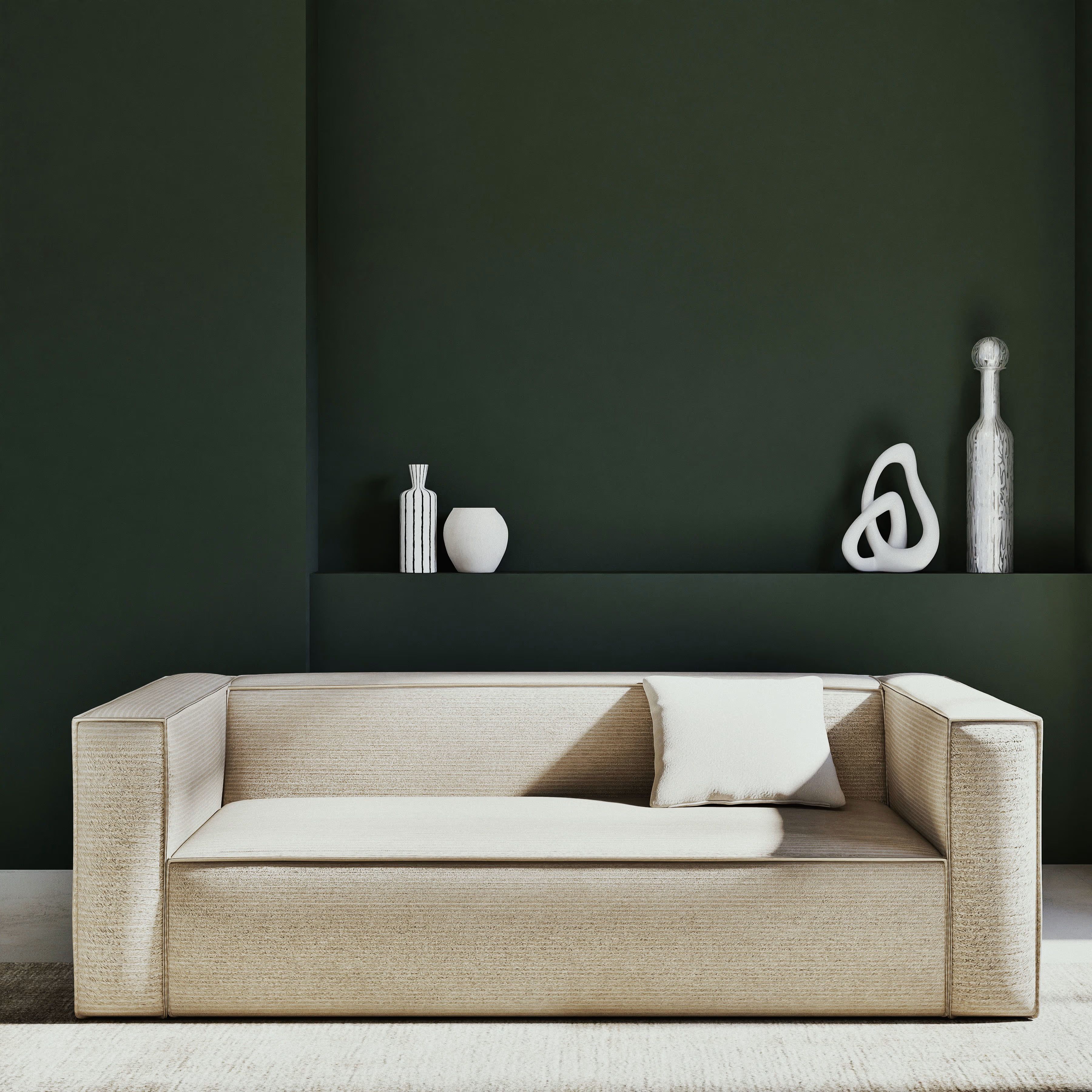 Canapé 3 places en velours côtelé beige maisons du monde