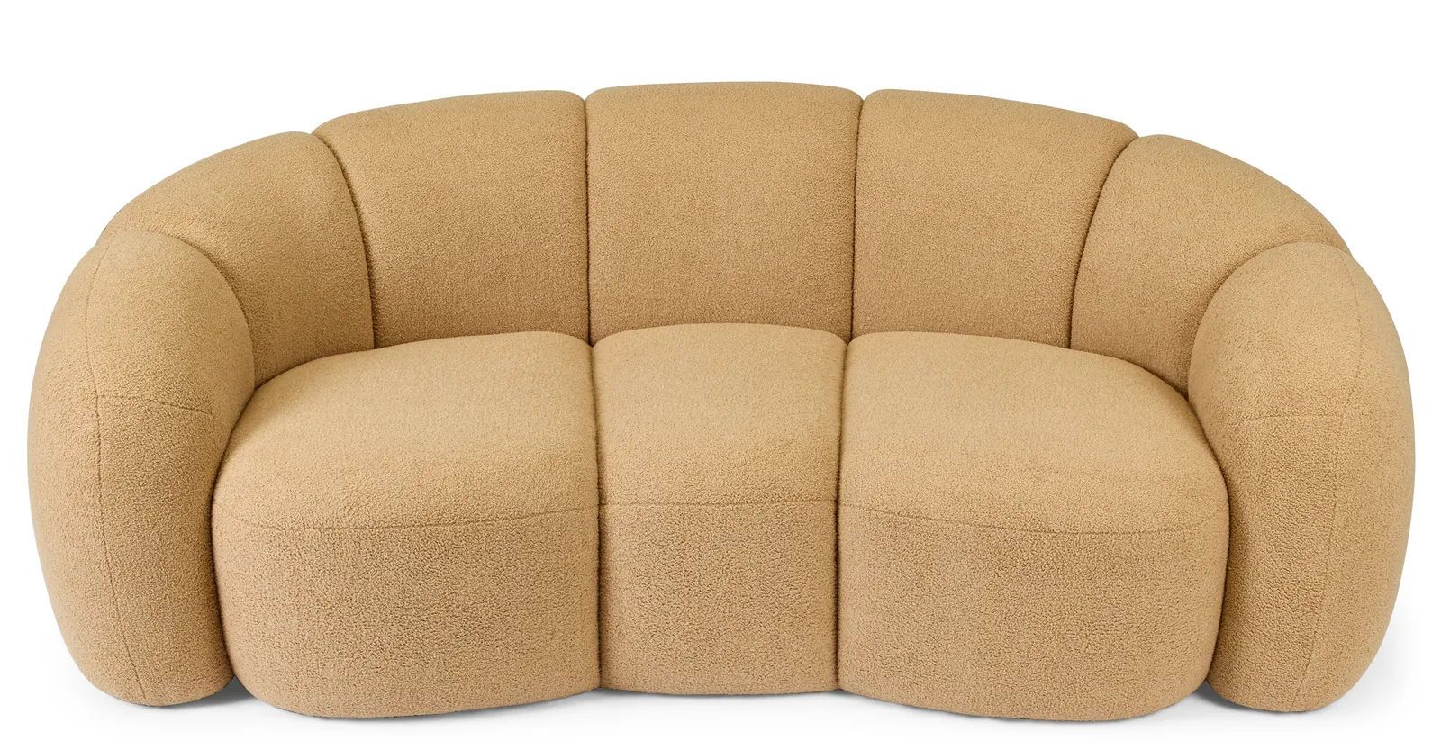 Canapé design compact aux formes arrondies couleur camel