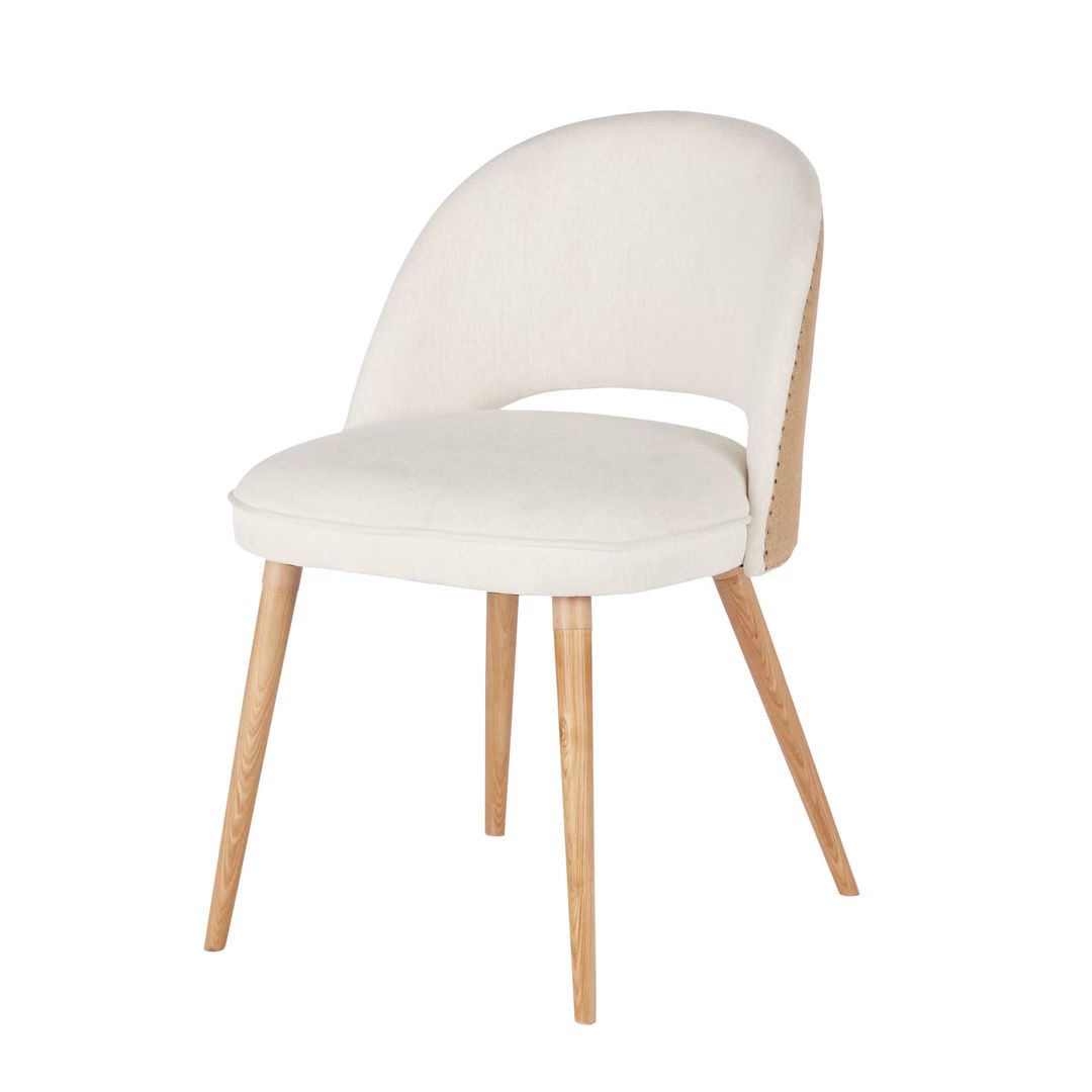 Chaise en textile beige, jute et pieds en bois de frêne