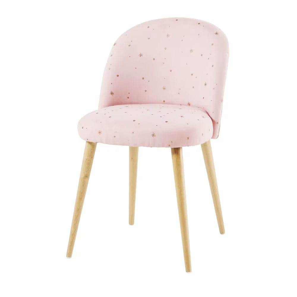 Chaise vintage rose motifs étoiles dorées