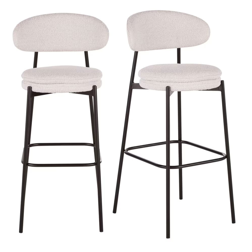 Chaises hautes de bar en acier noir et bouclettes sables
