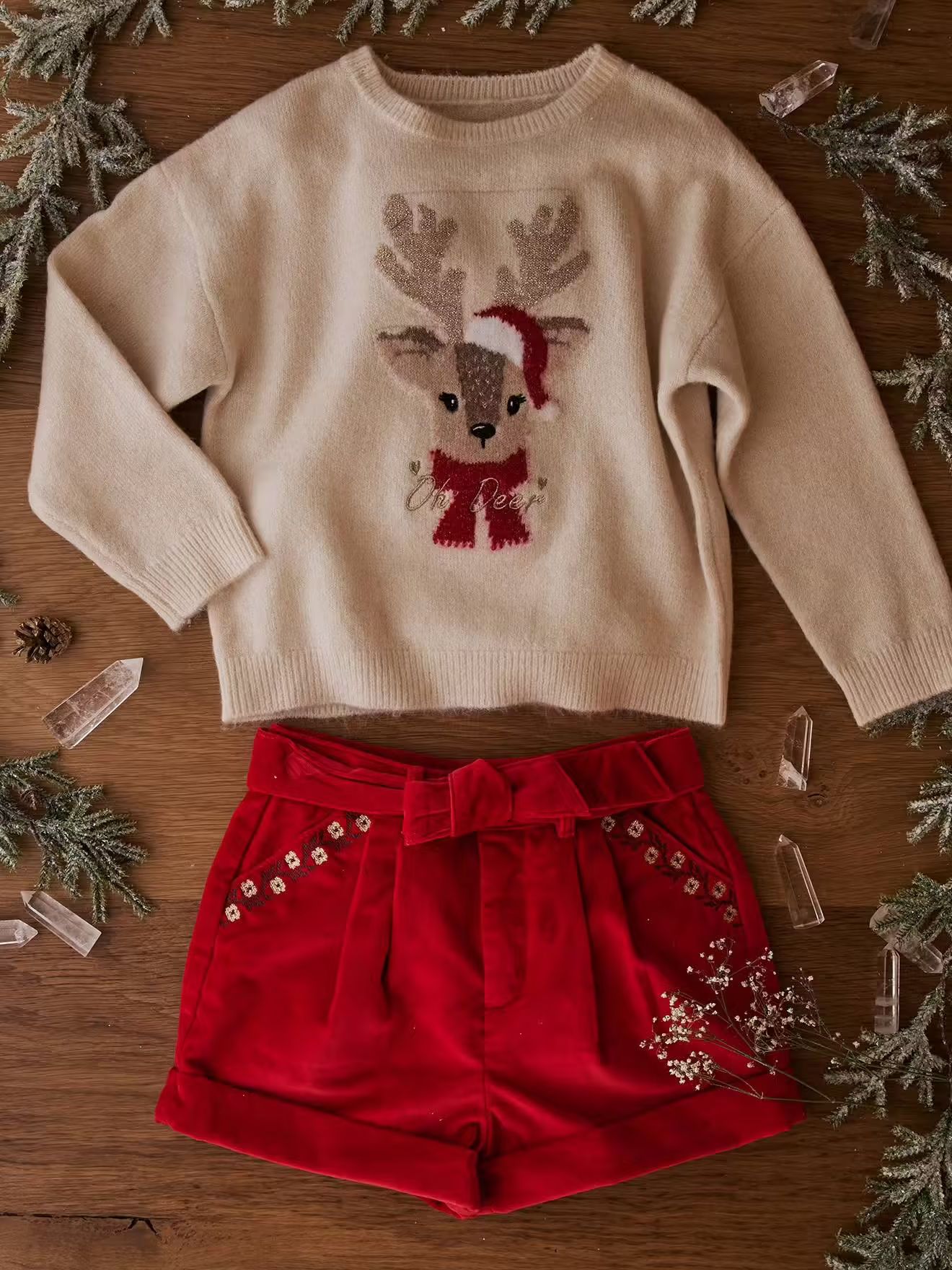 coffret cadeau pull jacquard noël et accessoire fille