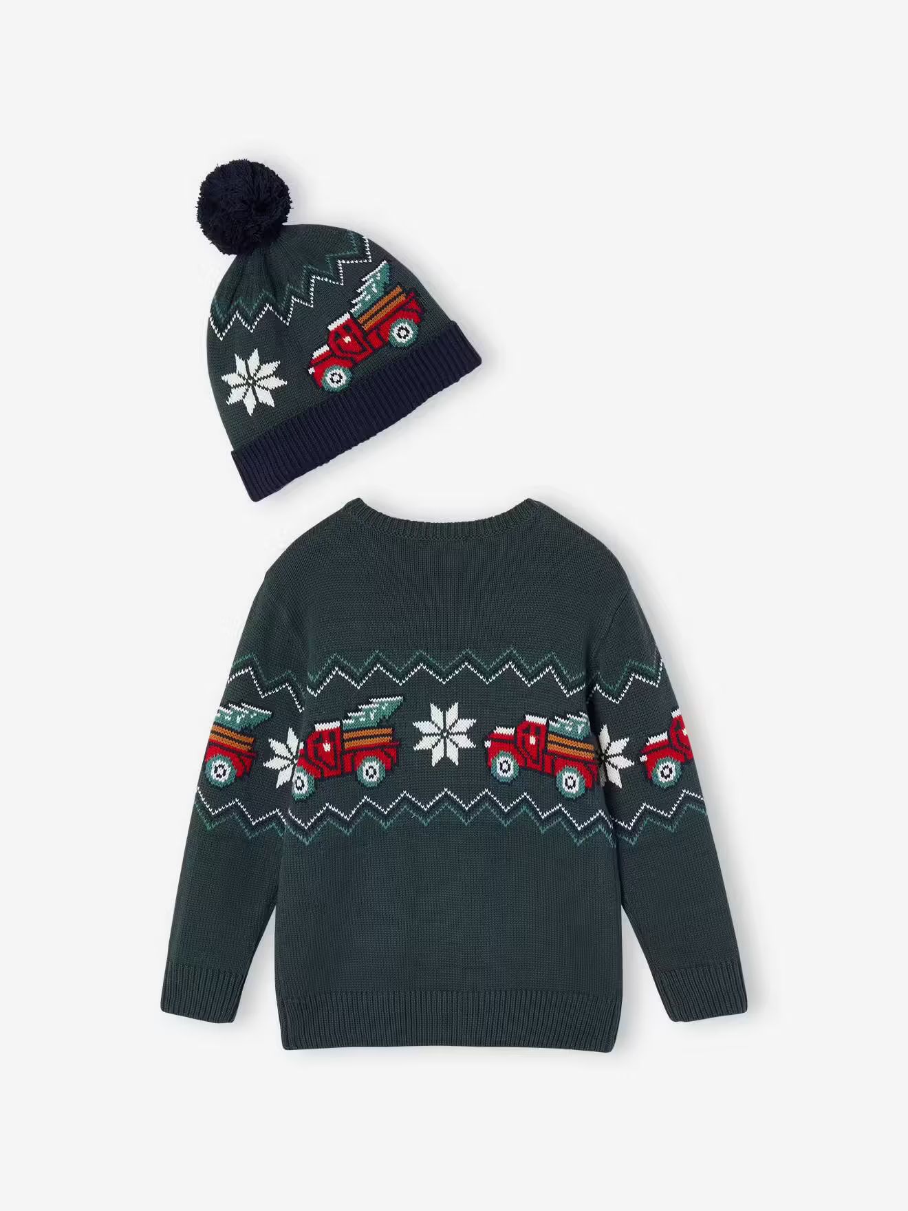 pull et bonnet assorti pour garçon
