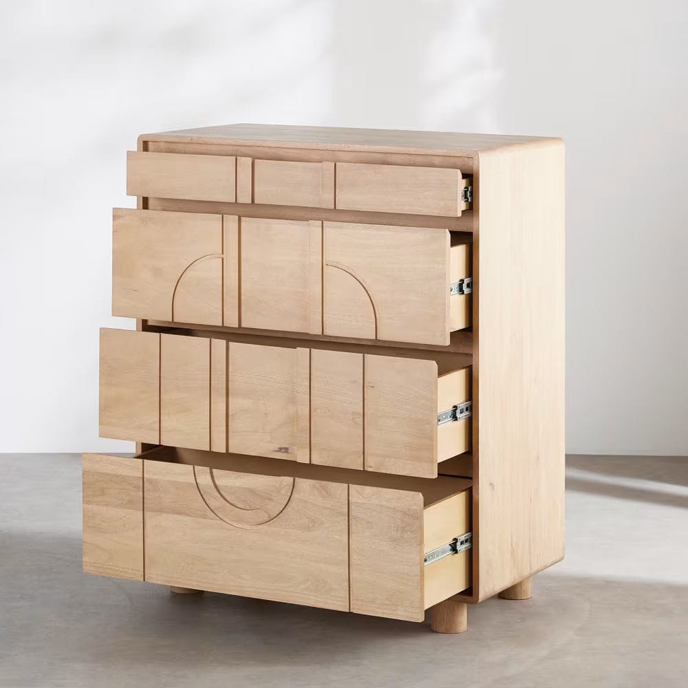 Commode haute 4 tiroirs en bois de manguier