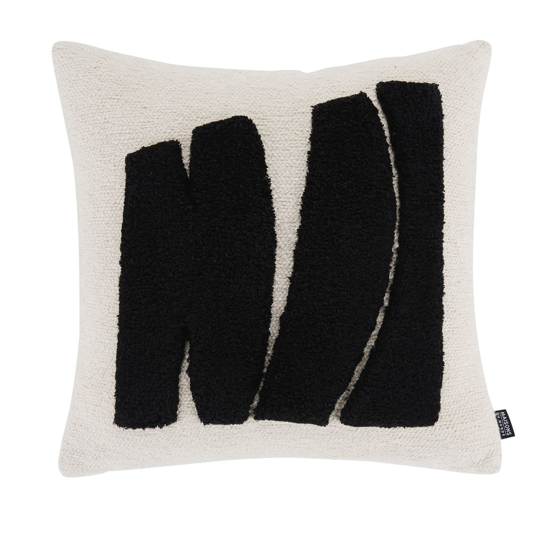 coussin blanc motif graphique
