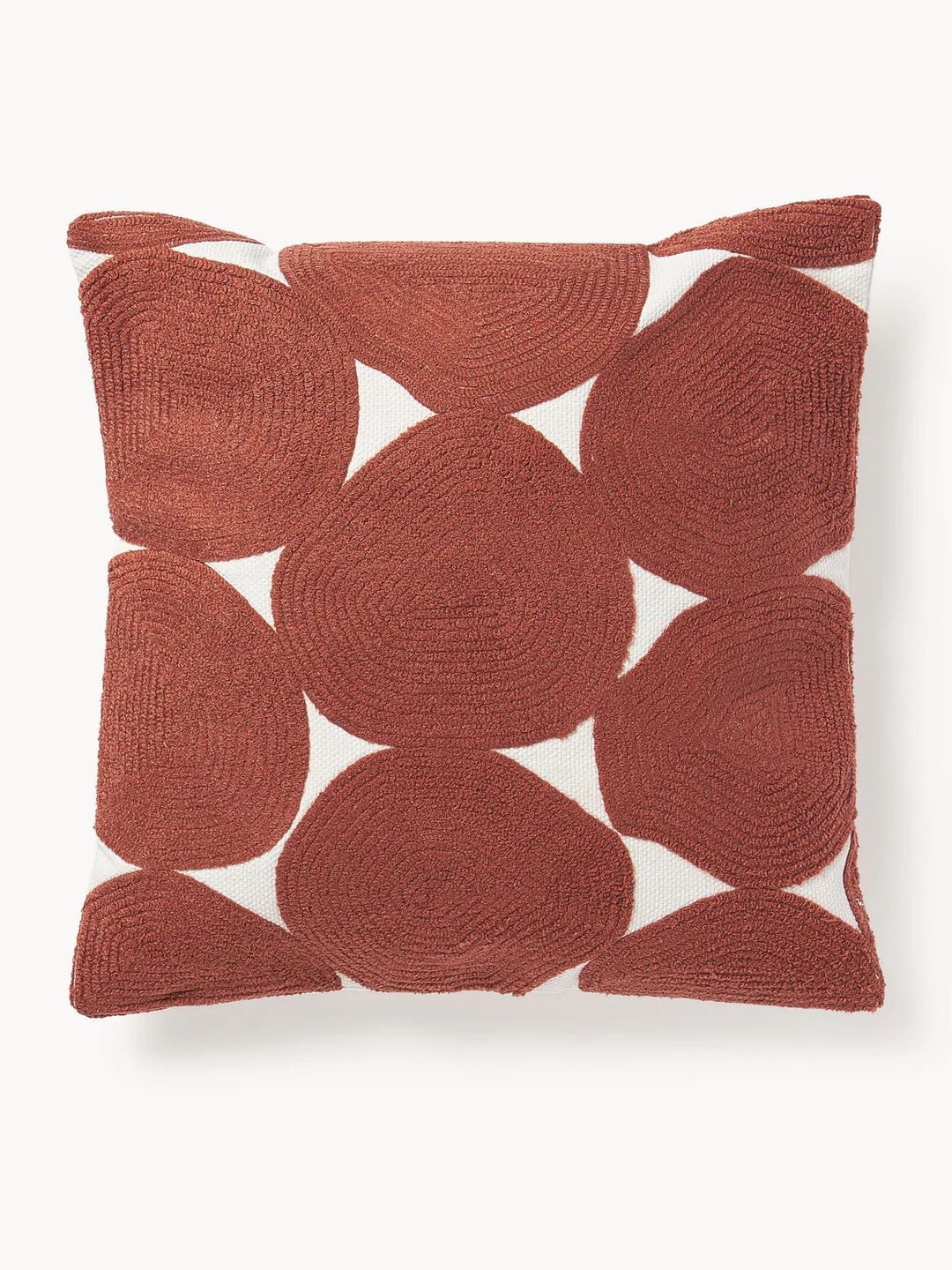 coussin brodé terracotta