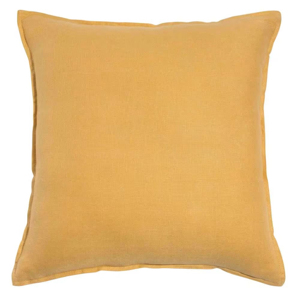 Coussin en lin lavé jaune 45x45