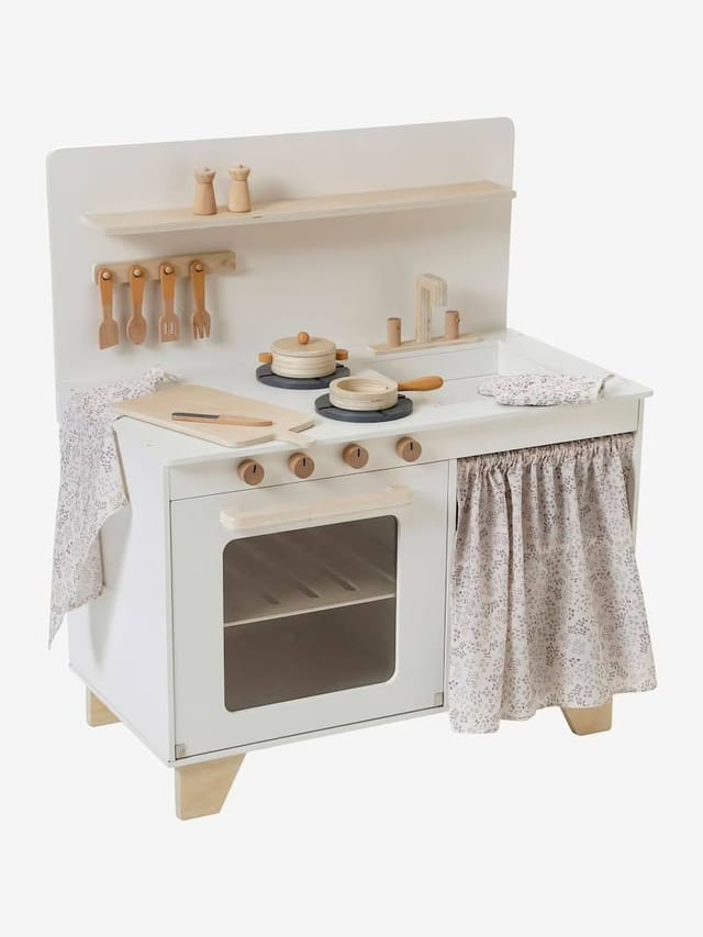 cuisines jouets en bois avec rideau