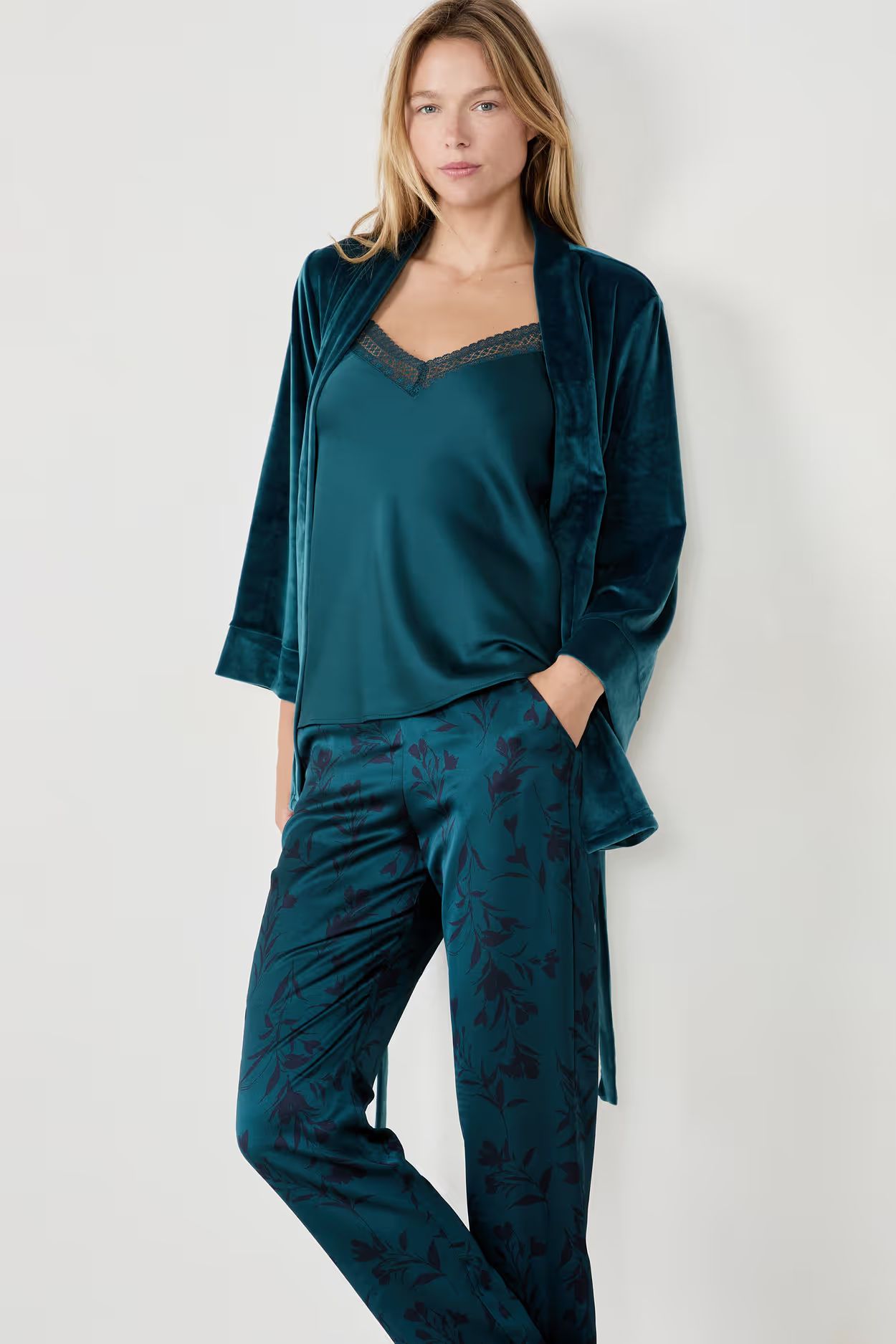 pyjama 3 pièces en satin