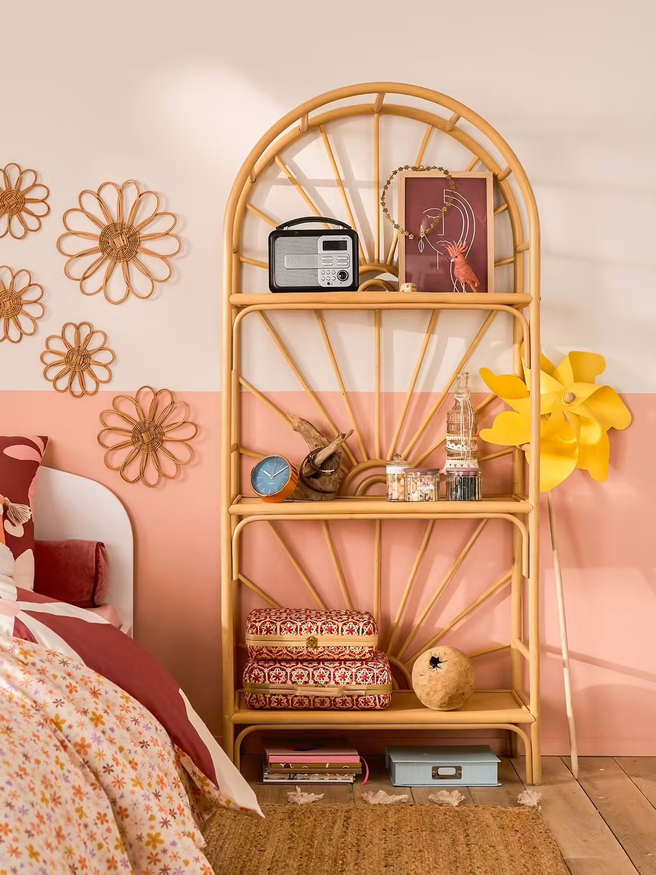 grande bibliotheque pour fille en rotin