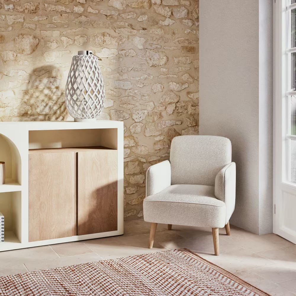 fauteuil bouclettes blanche