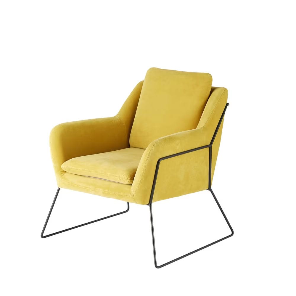 fauteuil en velours jaune moutarde scandinave Maisons du Monde