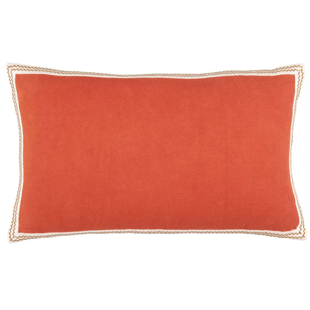 Housse de coussin en coton à galon décoratif terracotta 50x30