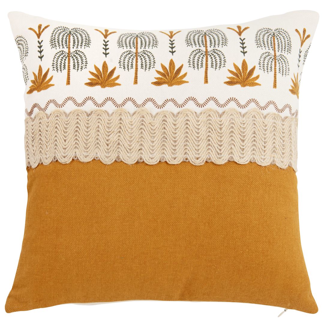 coussin jaune moutarde exotique