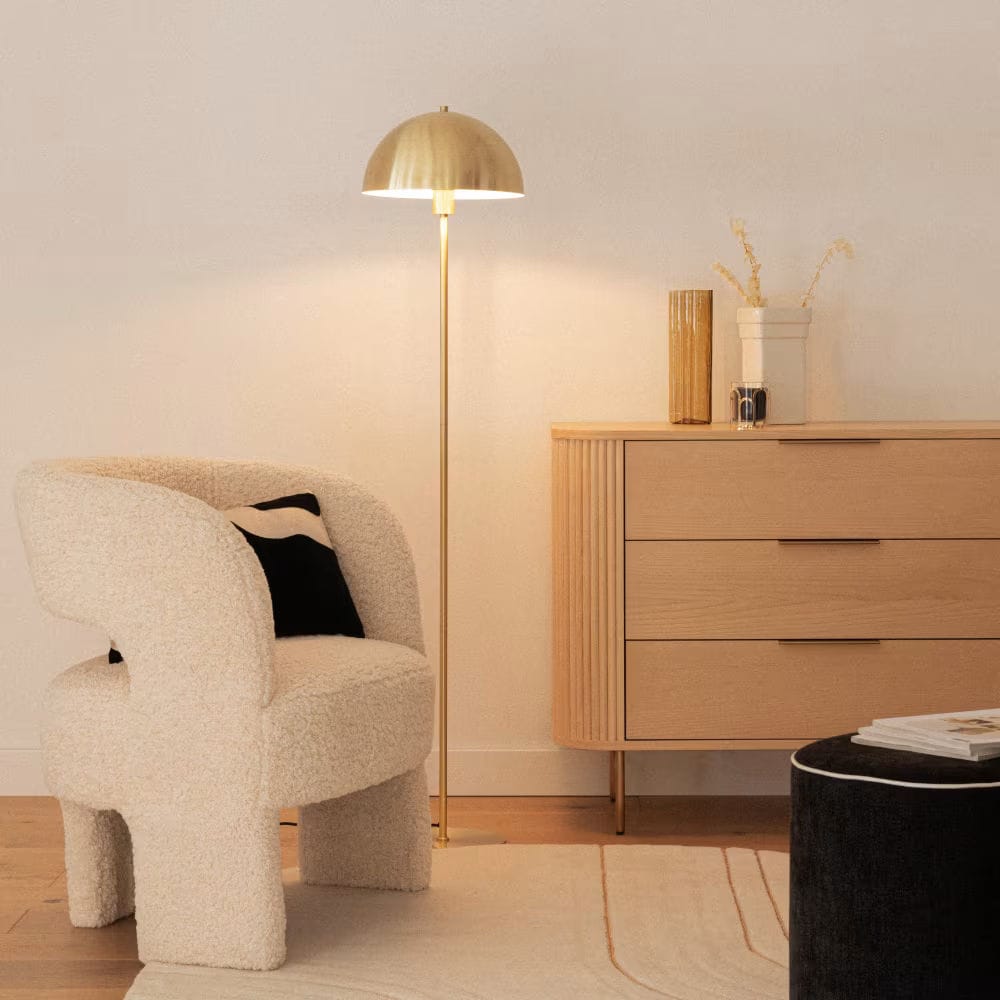 lampadaire champignon en métal doré
