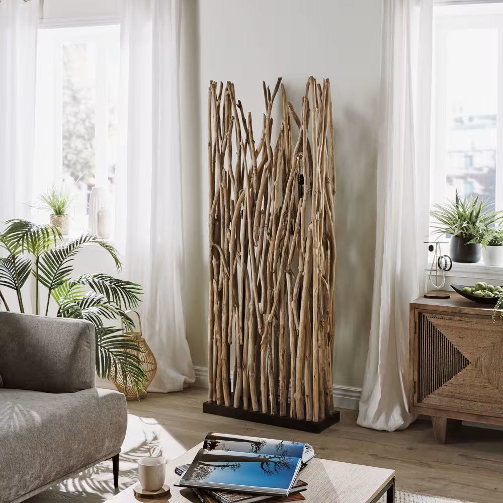 lampadaire en bois flotté