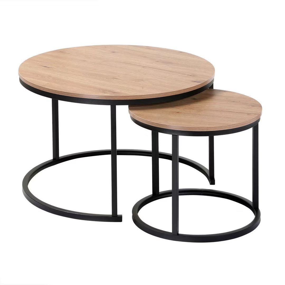 Lot de 2 tables basses gigognes rondes