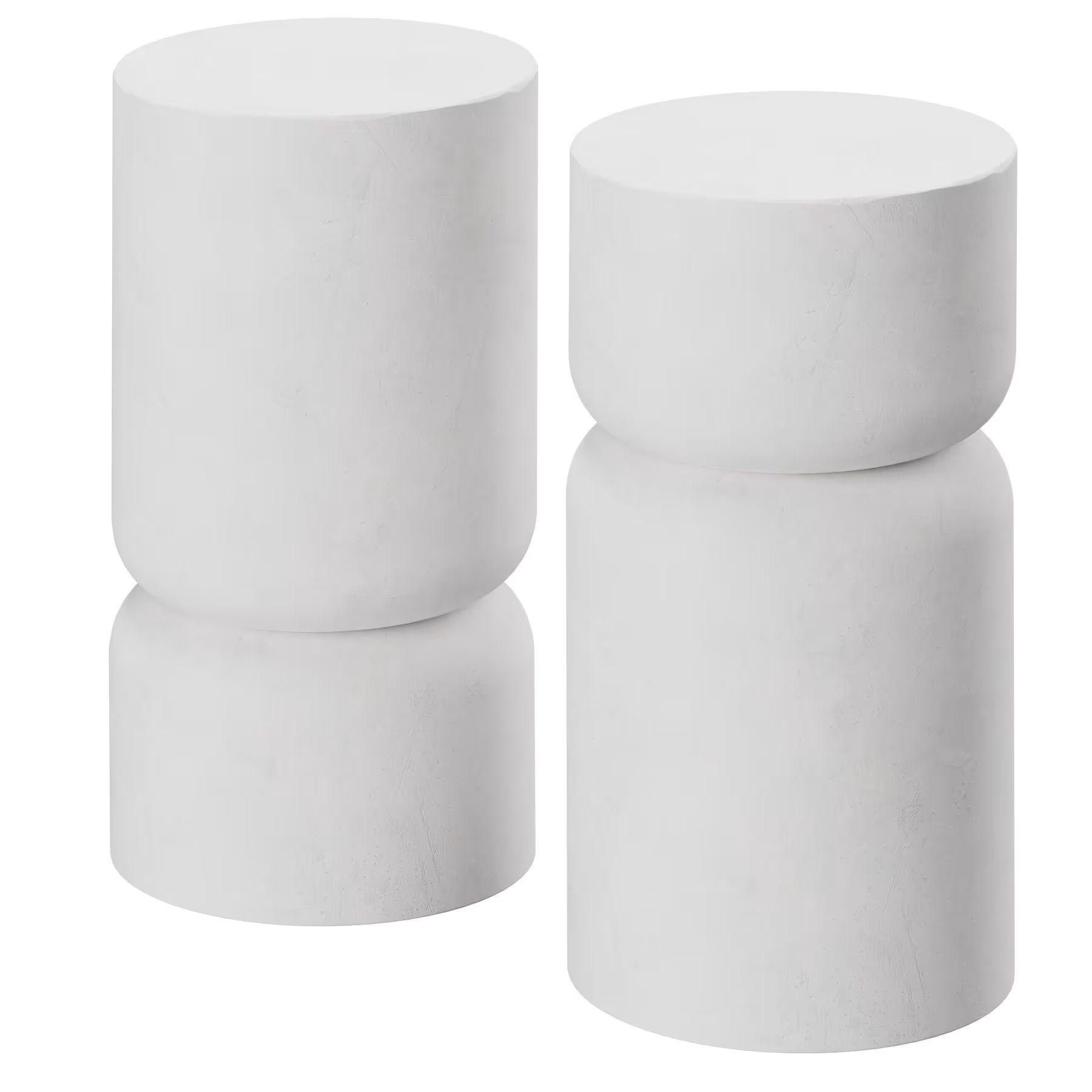 tables d'appoint robuste design arrondi aspect pierre blanc