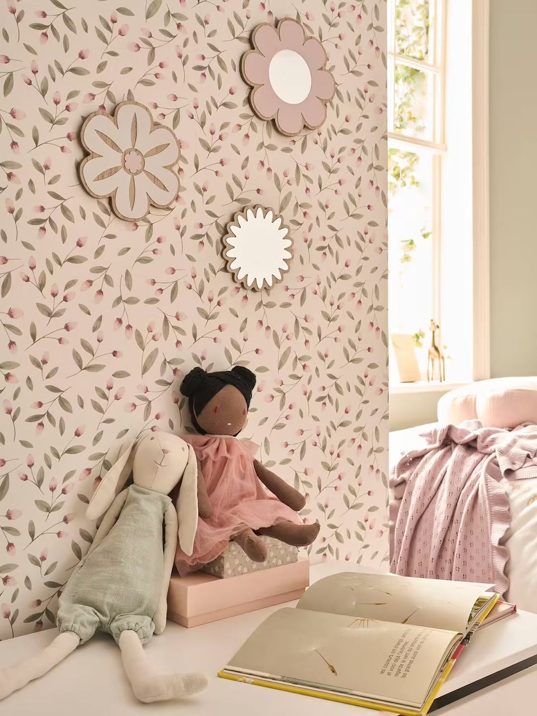 décorations murales fleur en bois et plexi