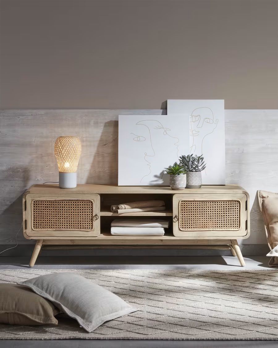 meuble télé rotin en soldes