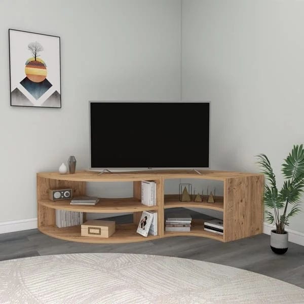Meuble TV d'angle avec étagères