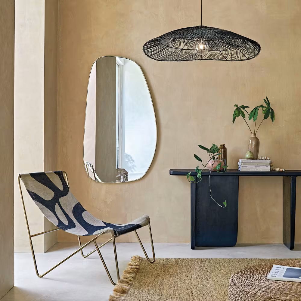 miroir organique en métal doré 75x130