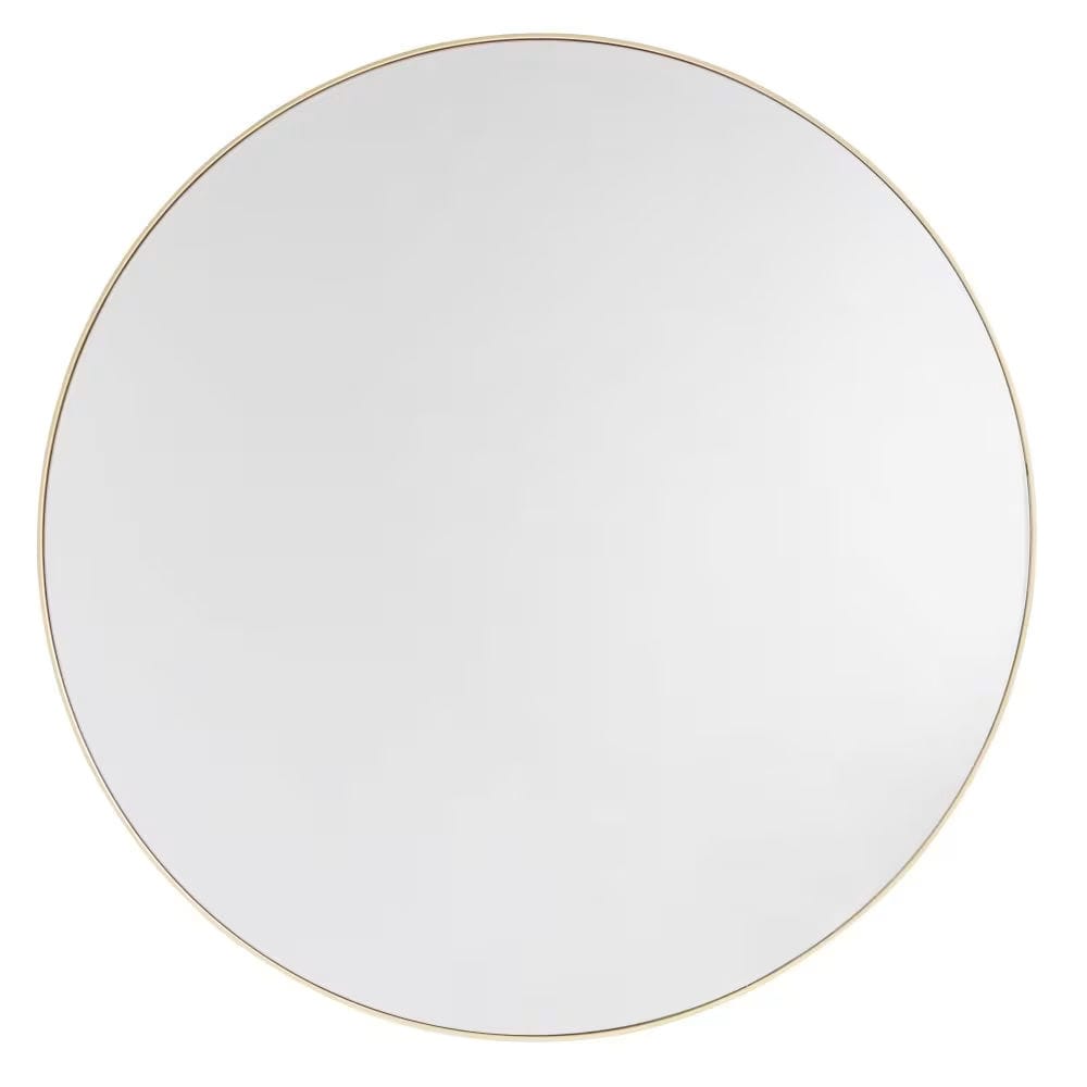miroir rond biseauté en métal doré D100