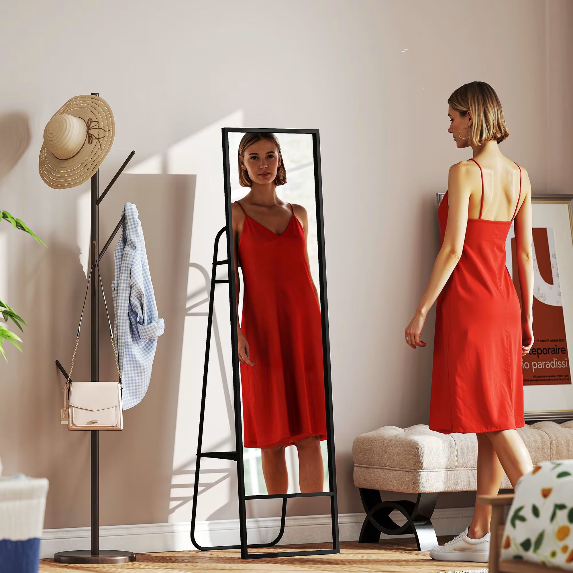 miroir sur pied avec rangement