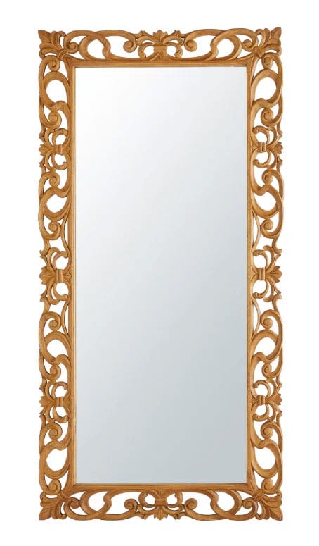 Grand miroir rectangulaire en bois de teck 100x198