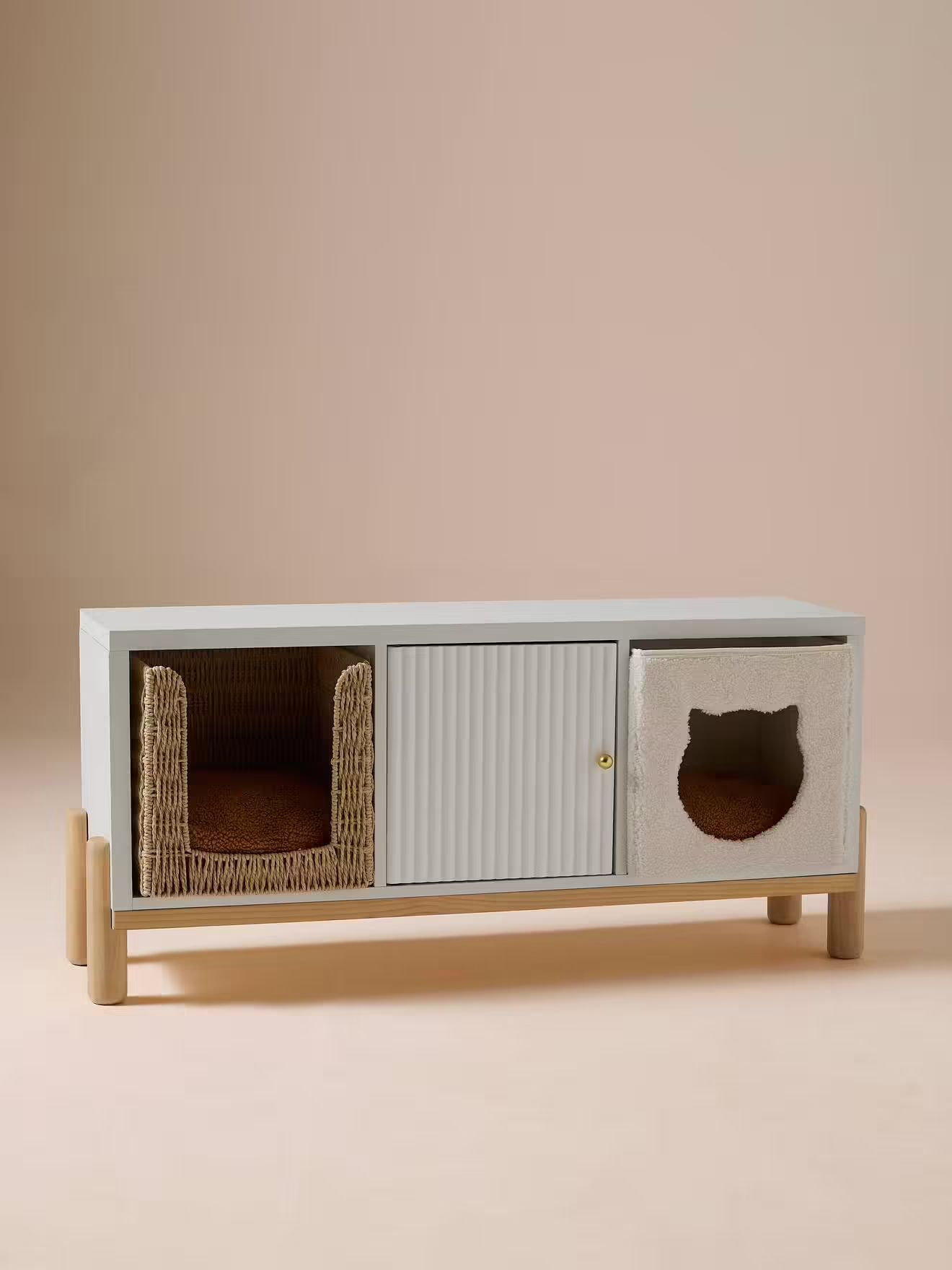 Panier cube pour chat en corde de papier