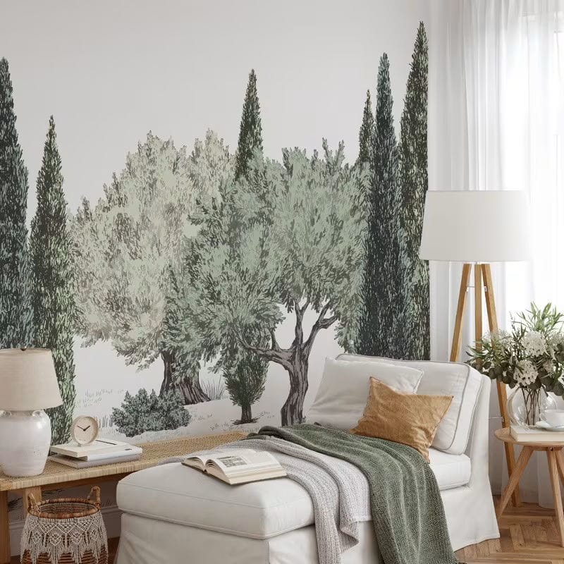 papier peint panoramique arbre cypres