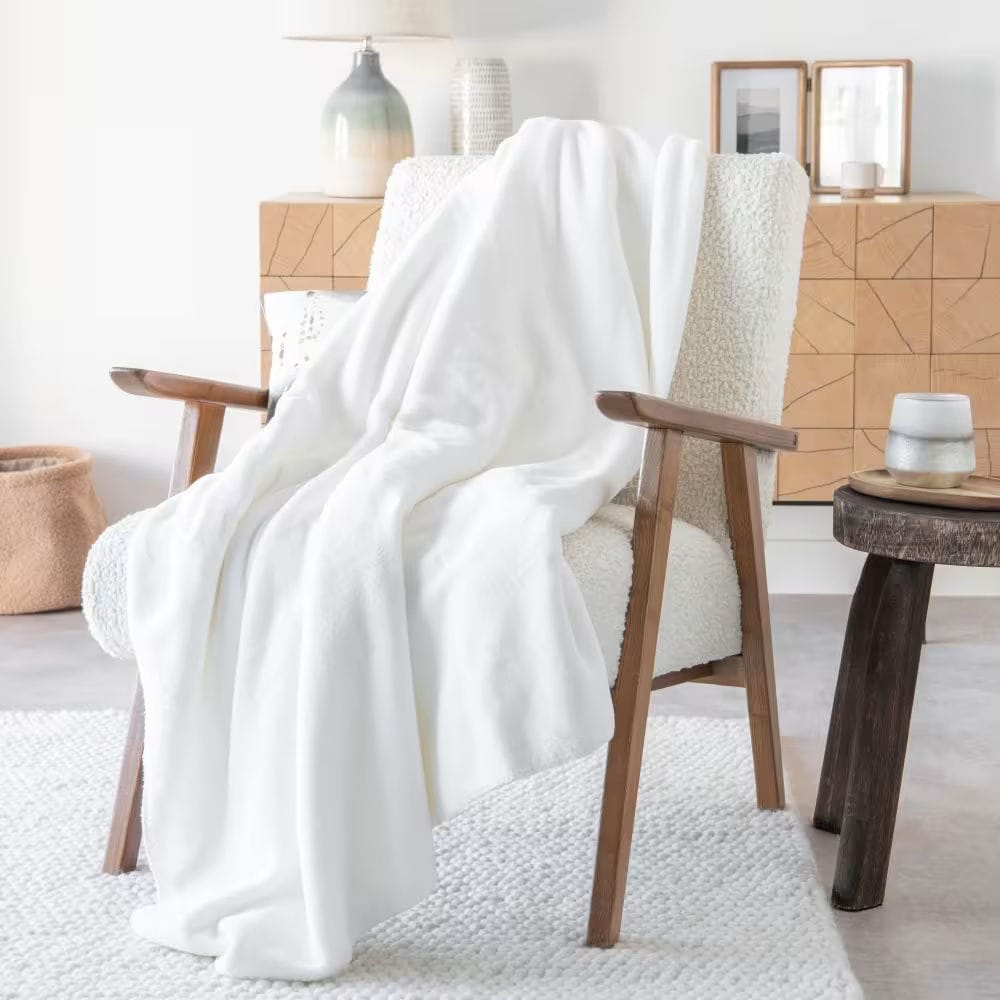 Plaid polaire blanc