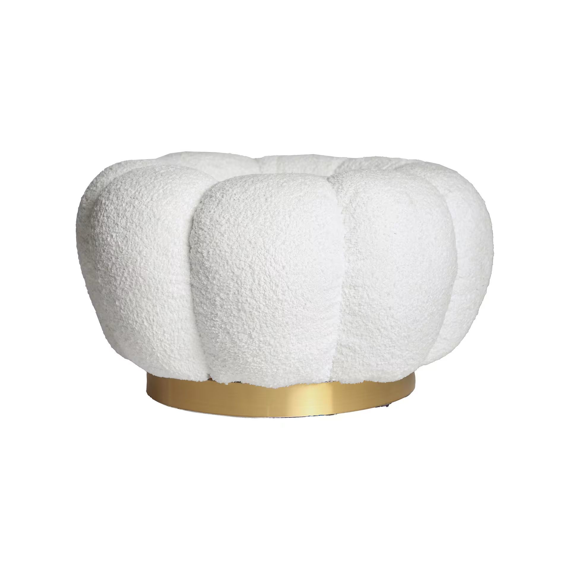 pouf blanc bouclé forme de fleur