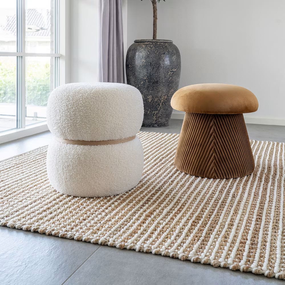 pouf champignon en velours ocre