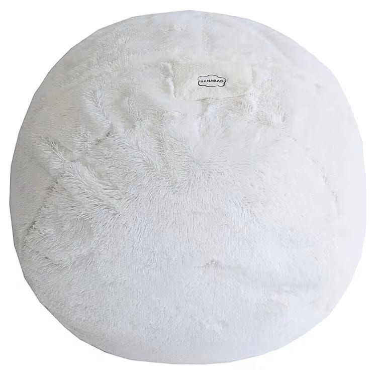 pouf géant déhoussable fausse fourrure blanc