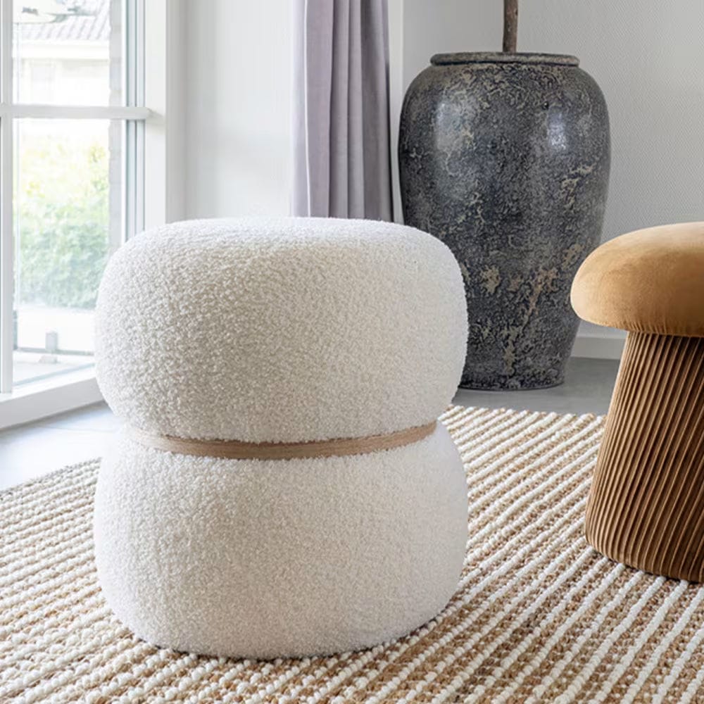 pouf blanc bouclette