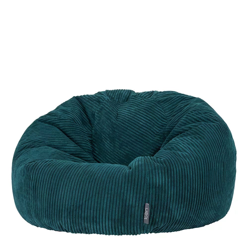 Pouf velours côtelé bleu canard